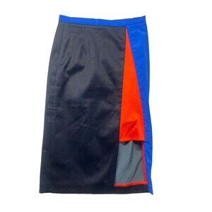 Katharine Kidd Women’s Cotton Color Block Pencil Skirt Blue Size 2 Made In USA